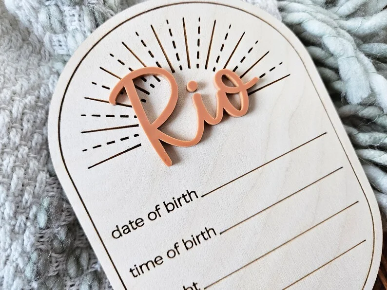 Wooden Baby Birth Stat Sign, Custom 3D Letter Birth Announcement Plaque, Newborn Milestone Photo Keepsake for Baby Shower Gift
