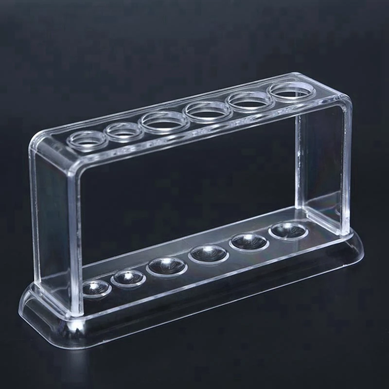 HOT SALE 6X Plastic Clear Test Tube Rack 6 Holes Stand Lab Test Tube Stand Shelf School Supply Lab Equipment 16.7X8X3 Cm