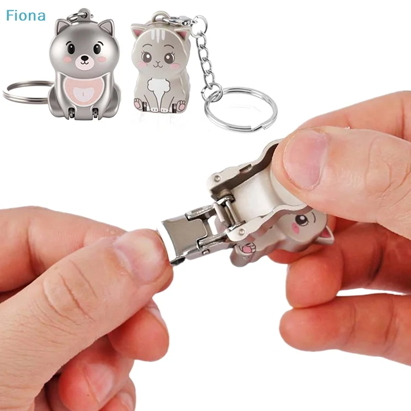 ✄Kitten Puppy Shape Keychain Foldable Nail Clipper Stainless Steel Rotary Toenail & Fingernail Manicure Trimmer