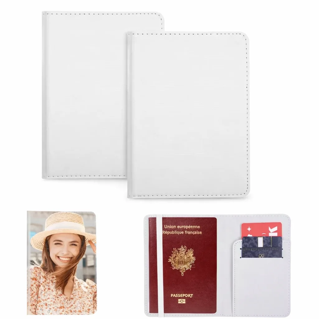 

2PCS Sublimation Passport Holder Blank, Travel Passport Cover Case with Card Slots, Heat Transfer DIY Travel Organizer