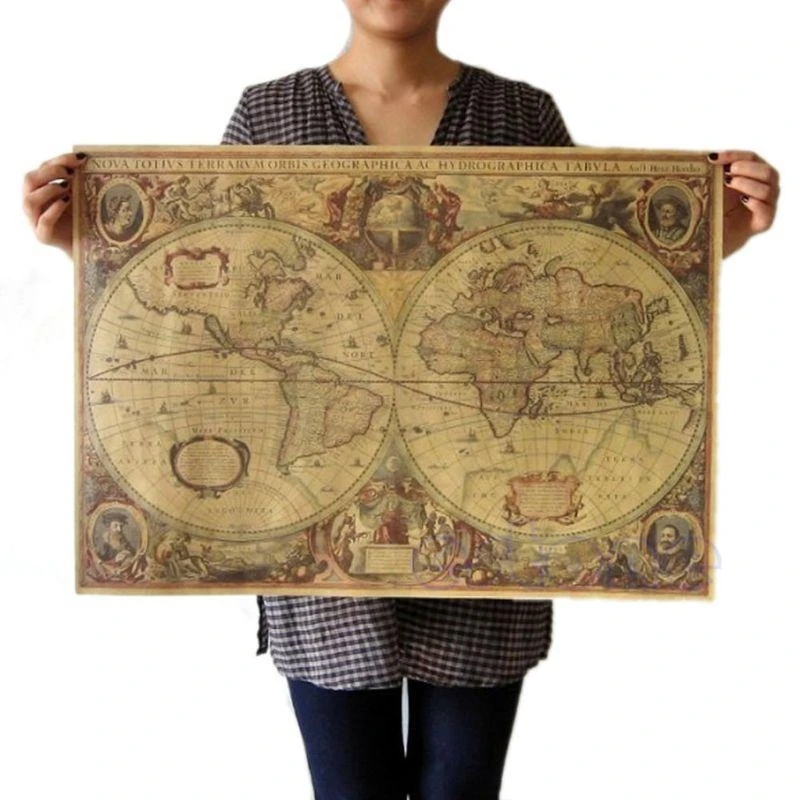 71x50cm Retro Vintage Old World Map Matte Brown Paper Poster Home Decor
