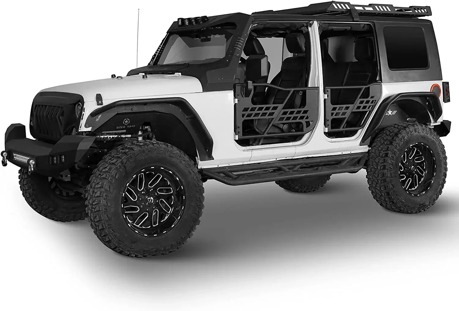 Steel 4 Door Tubular doors Half doors With Reflection Mirror Compatible with Jeep Wrangler JK 2007-2017