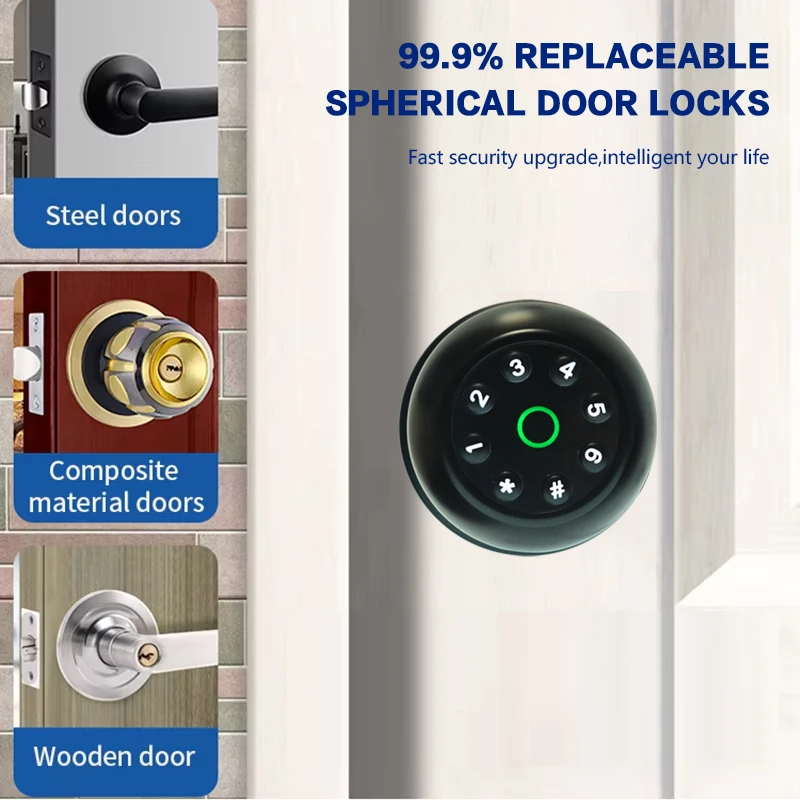 Electric Ble App Smart Knob Door Lock Password Smart Lock Bedroom Door Knob With Lock
