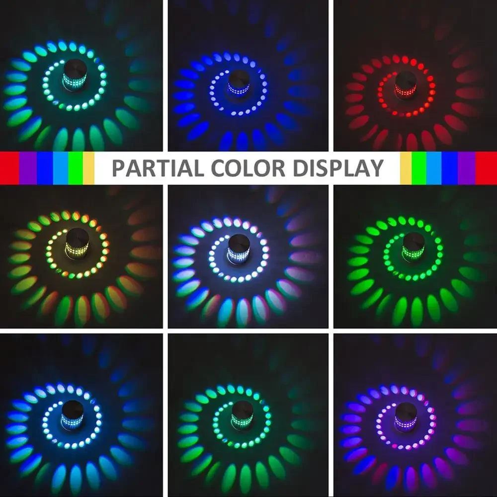 Lampada da parete a Led creativa illuminazione colorata effetto spirale luce foro a spirale Led applique da parete moderne per la decorazione KTV della barra interna