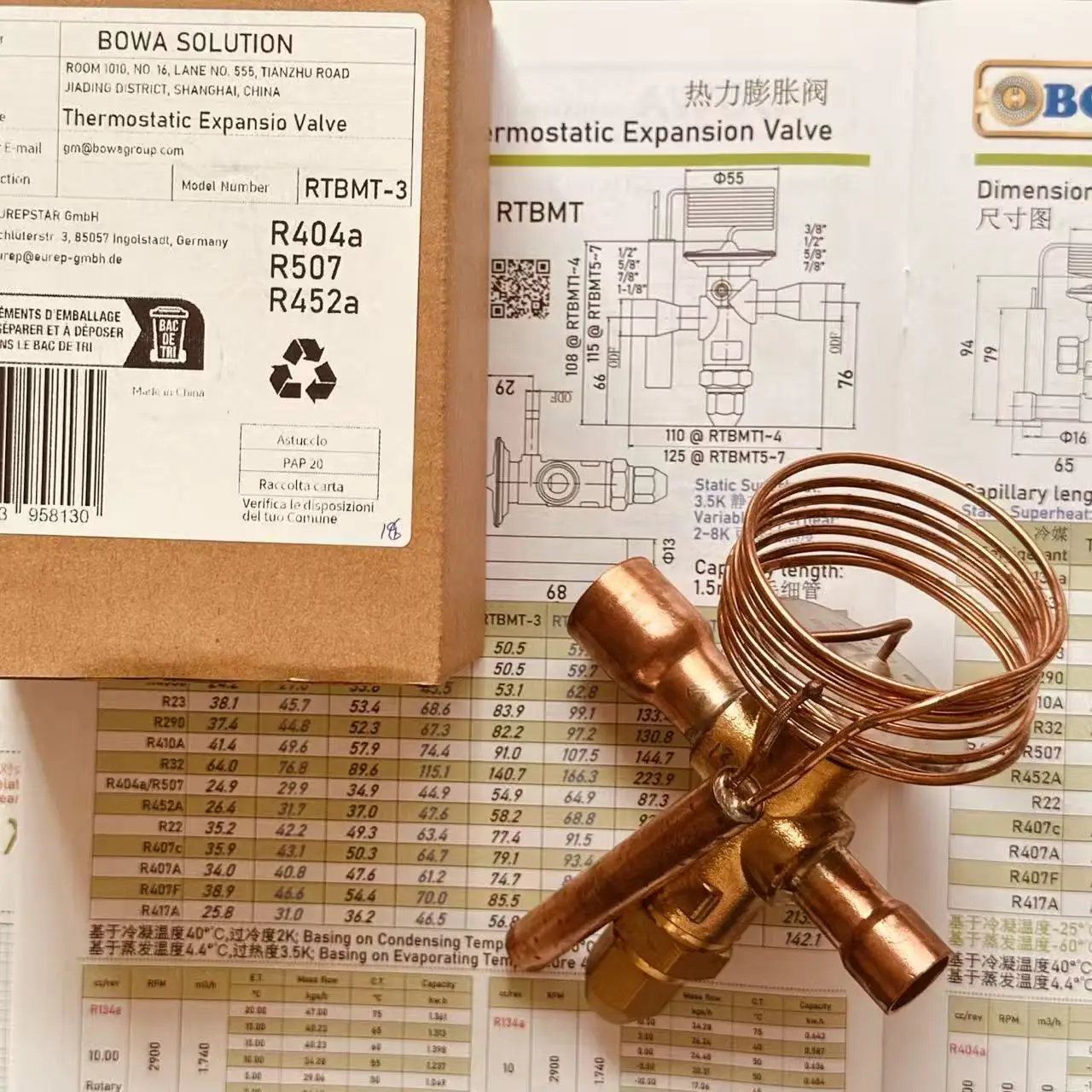 13~20HP, R452a Thermal Expansion Valve Matches ZB95KQE or D4SJ-200X Compressors in Food Process Equipment to Achieve -40'C Temp