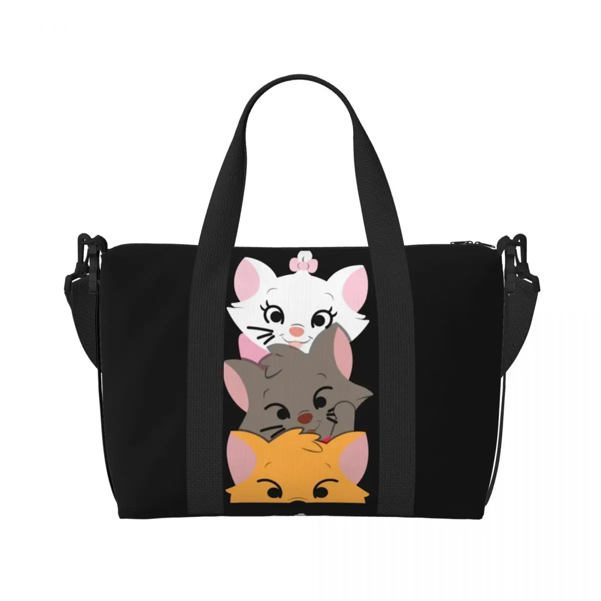 Custom Funny Marie Cat Beach Tote Bag Women Cartoon Kitten Film Large Compartment Beach Gym Travel Bags