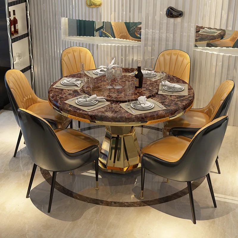 chair combination, rock board table, round table, dining table, circular table with rotary table, small household dining table