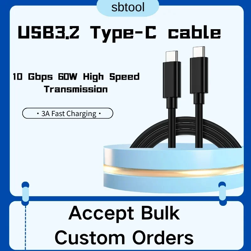 USB C Cable USB3.2 Male To Male Cable PD 60W 10Gbps Fast Charging Type C Cord For  MacBook iPad PC Laptop