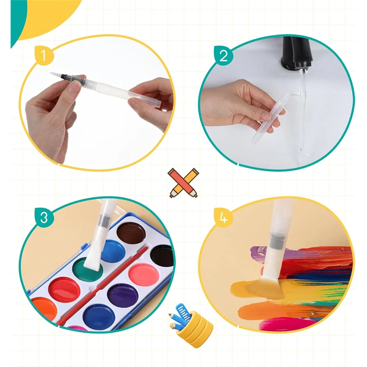 

A689I Water Color Brush Pens-Refillable Multifunctional Brush Pens for Artists, Calligraphy & Watercolor Painting Art Supplies