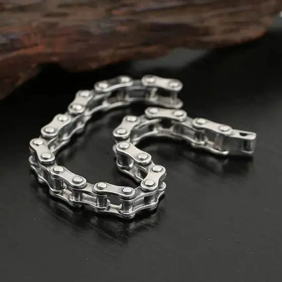 S925 sterling silver bracelet, personalized and domineering for men  Creative Accessories Retro Bike Chain Jewelry