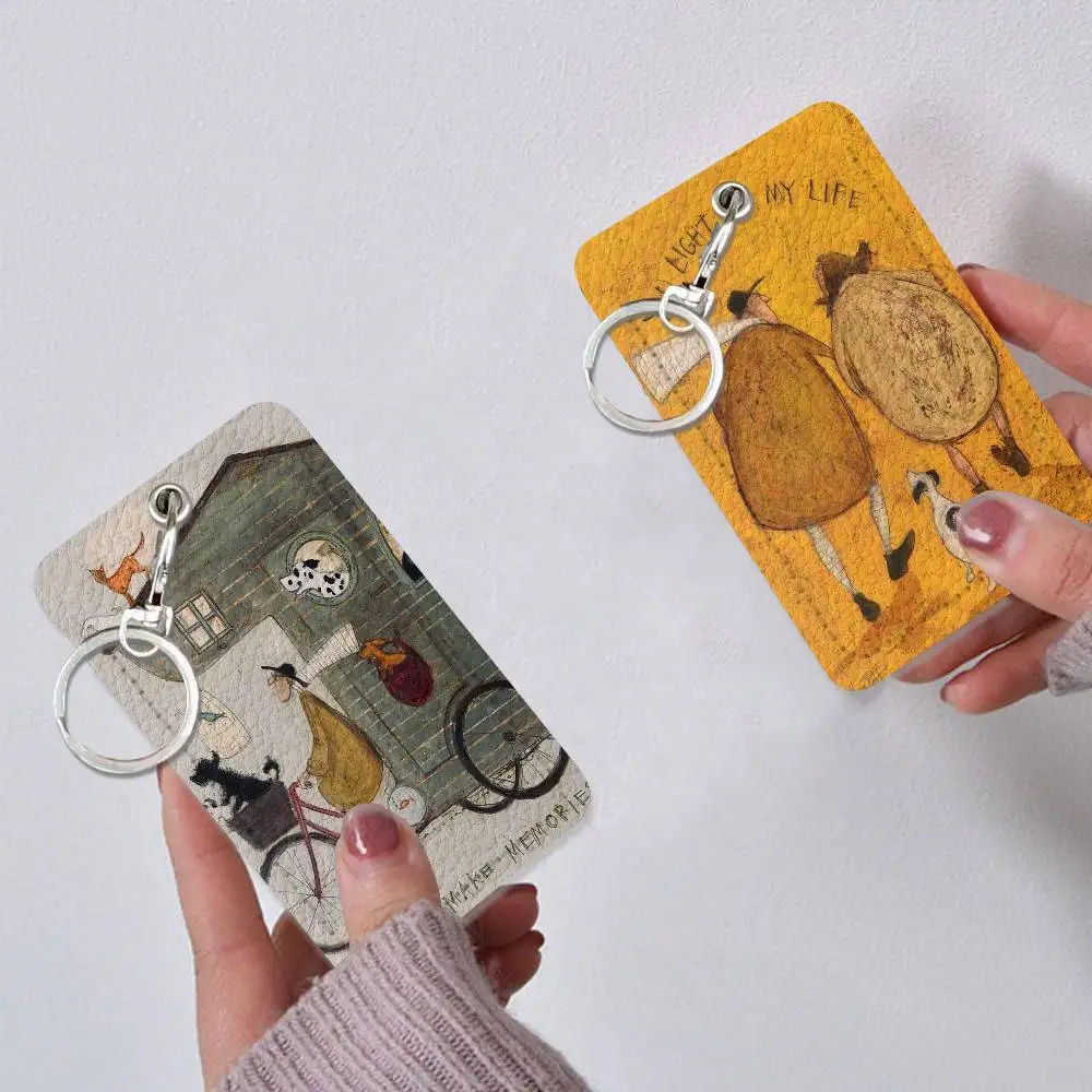 1PC S-Sam Toft Retro Nostalgia Trendy Leather Card Case Keychain Sturdy Holder for Credit and Transit Cards