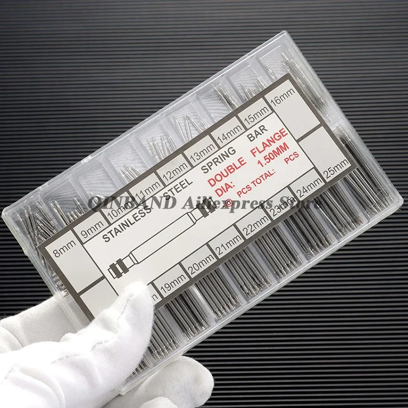 Edelstahl Federstege 270/360 Stück 8–25 mm 1,5/1,8 mm Durchmesser Uhrenarmband Verbindungsstift Uhr Federsteg Reparaturwerkzeuge Zubehör