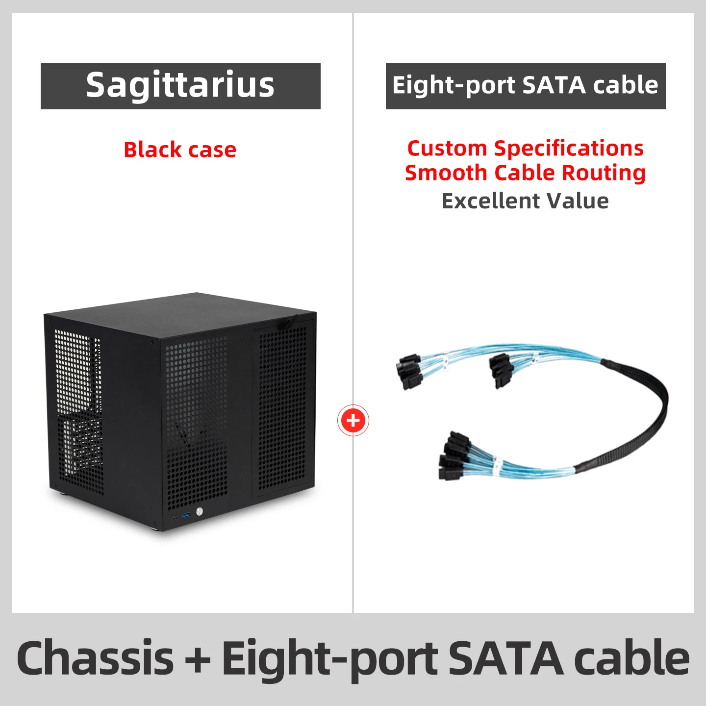 Boogschutter 8-bay positie NAS-computerchassis, SATA/SAS-backplane |   PCLE op volledige hoogte |   MATX-moederbord |   ATX-voeding