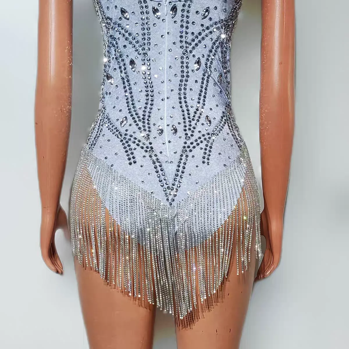 Seksowny kombinezon z frędzlami w całości z diamentów Bar DJ klub nocny piosenkarka występ na scenie odzież taneczna zespół impreza tematyczna