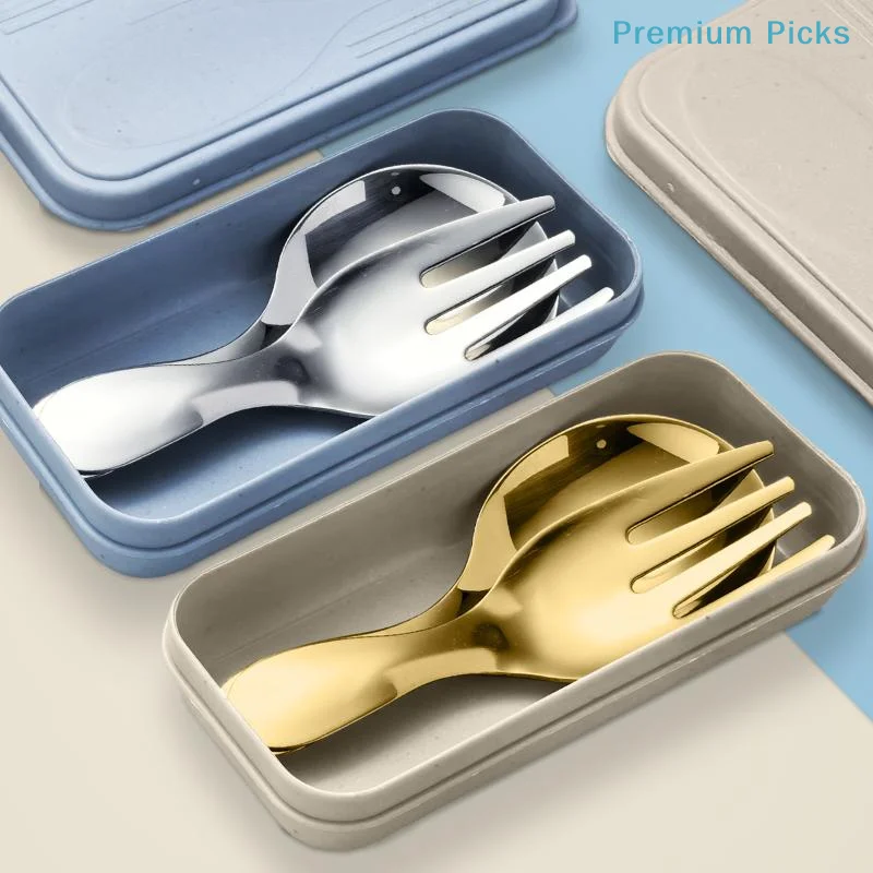 Stainless Steel Portable Spoon Fork Short Handle Student Tableware Dessert Fruit Mini Cutlery For Hiking Camp Cooking Supplies