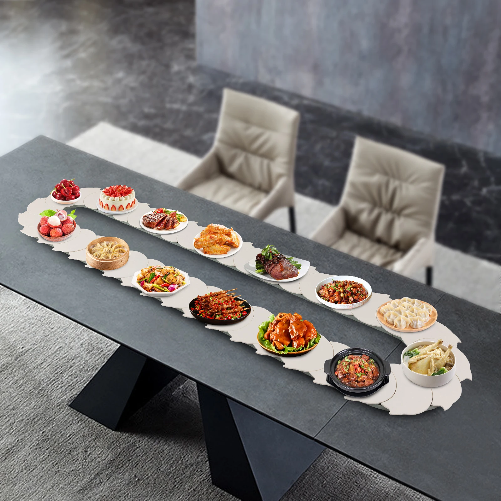 Versatile 360 degree Rotating Dining Table, Adjustable Trays, 22lbs Load Capacity, Easy Installation, Ideal Family Gift