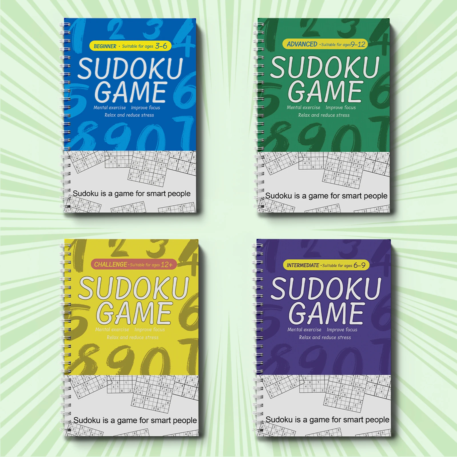 Sudoku Workbook for Children 3–6,6-9,9-12,12+ – Brain Training Logic Puzzle Book to Improve Focus and Problem Solving
