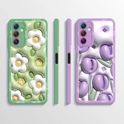 For Samsung A54 5G Case Liquid Silicone Tulip Flower Phone Case For Samsung Galaxy A14 A24 A54 A34 5G Back Cover Fundas Bumper