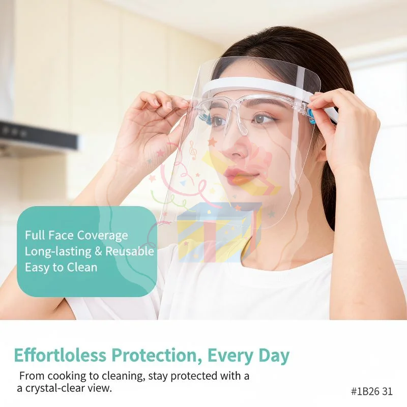Face Shield Transparent Full Face Cover Anti-Oil Splash Proof Safety Protective Gear for Kitchen Cooking Salon Work