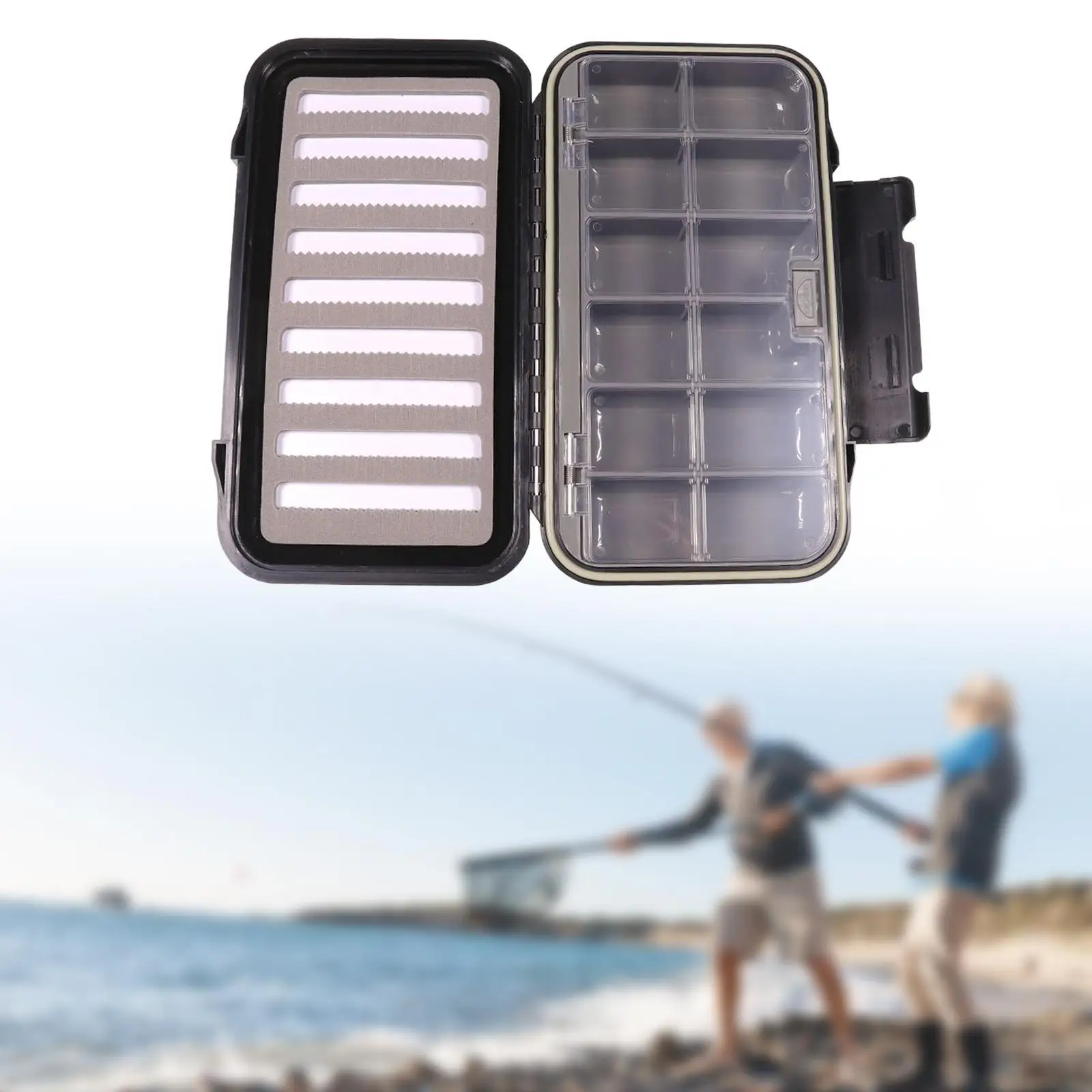 

Waterproof Fly Fishing Tackle Box Organizer Plastic Case with Multi Compartment Foam Insert for Angling Accessories