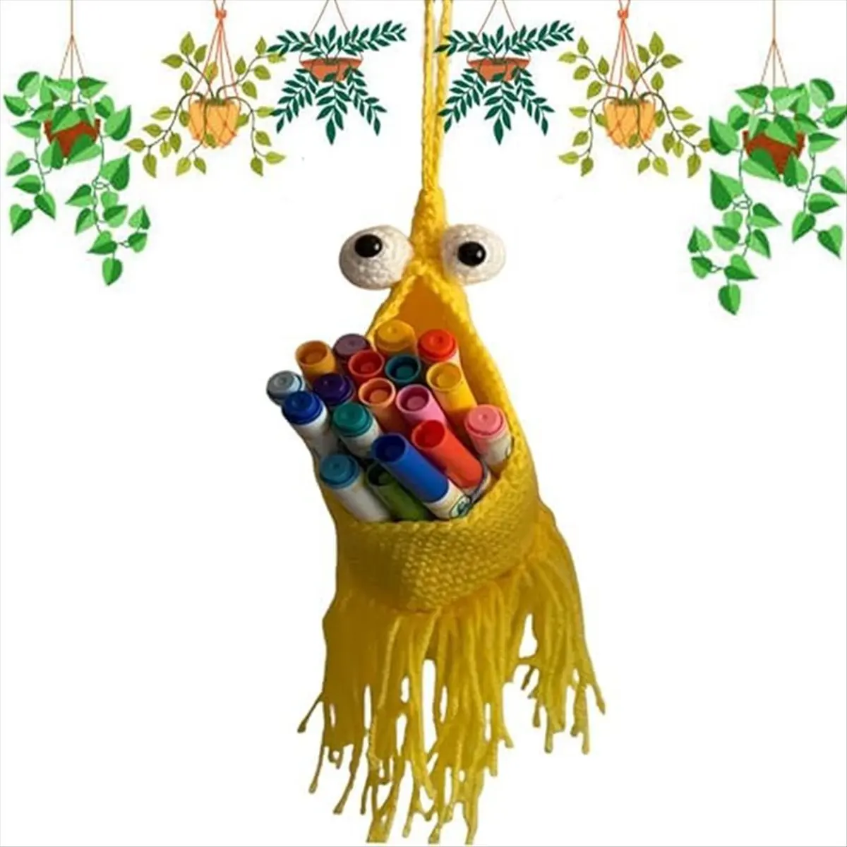 BHBL Plant Hanger Indoor Hanging Planter Basket,Macrame Plant Hanger Indoor Mini Yip Hanging Storage Basket,Green