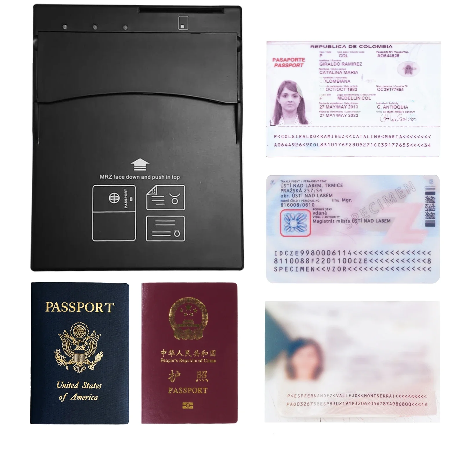 SDK ICAO9303 Travey Agent Duty Airport Hotel Passport Scanner OCR MRZ ID Card Driver License Passport Reader