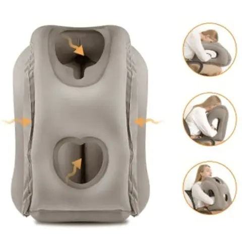 Upgraded Inflatable Air Cushion Travel Pillow Headrest Chin Support Cushions for Airplane Plane Car Office Rest Neck Nap Pillows