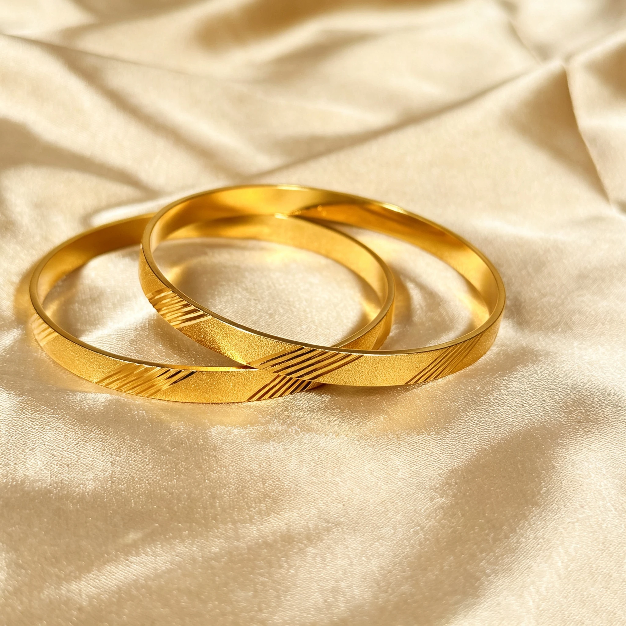 Luxury Matte Gold Plated Bangle Diagonal Cut Texture Round Bracelet Ladies Wedding Decorative Wrist Jewelry