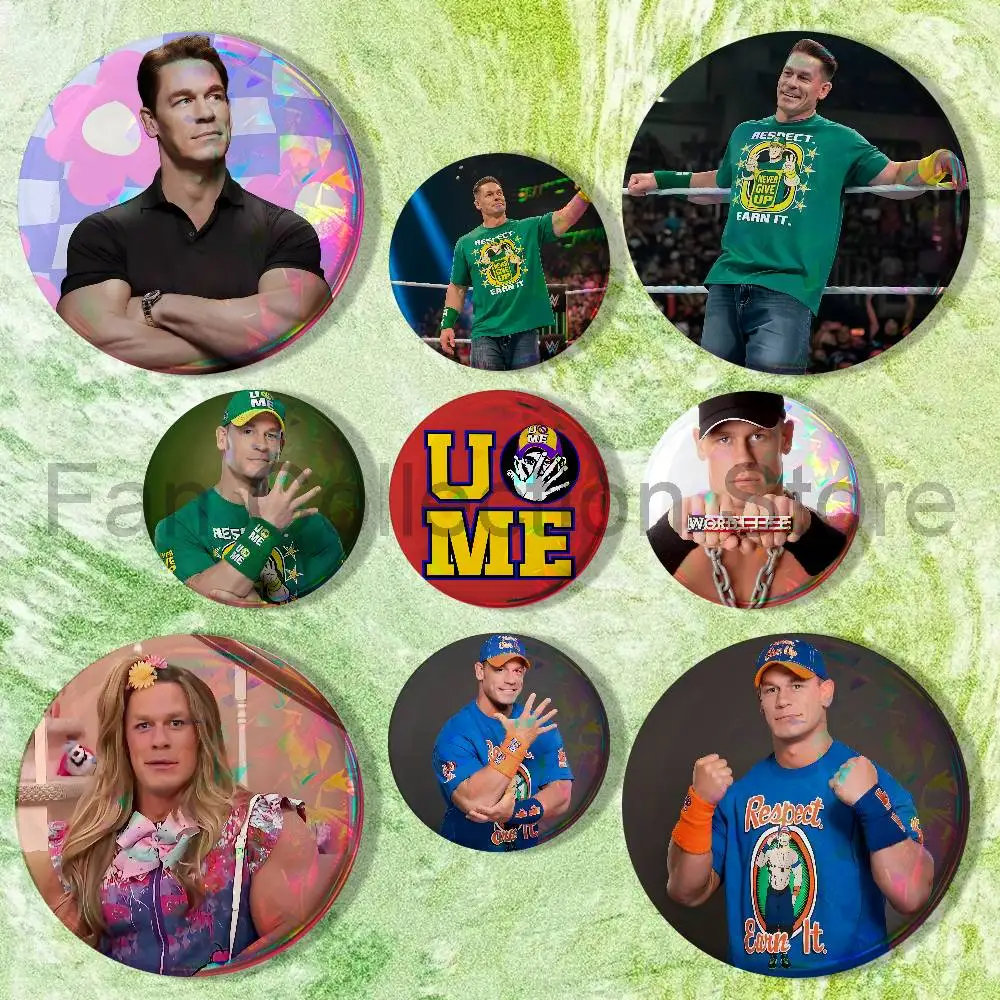 J-John Cena Wrestling Star Actor Enamel Pins Funny Characters Badge Fashion Jewelry Accessories Round Snap-in Brooch on Backpack