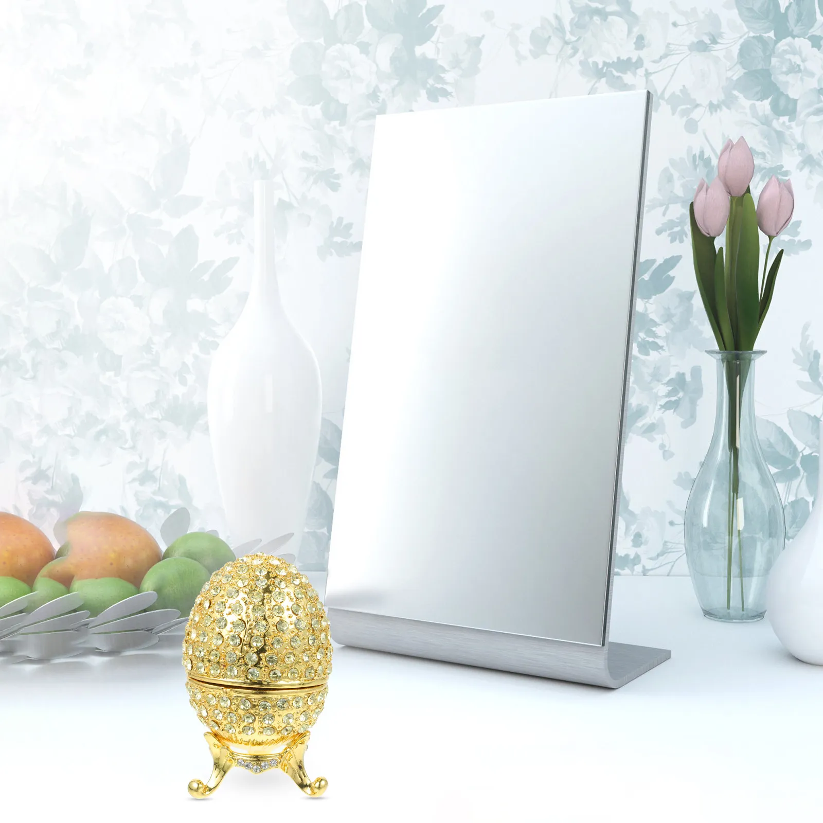 

Egg Jewelry Box Premium Metal Desktop Storage Case Easter Decoration Jewelry Organizer Earrings Ring Bracelet Holder Gift Box