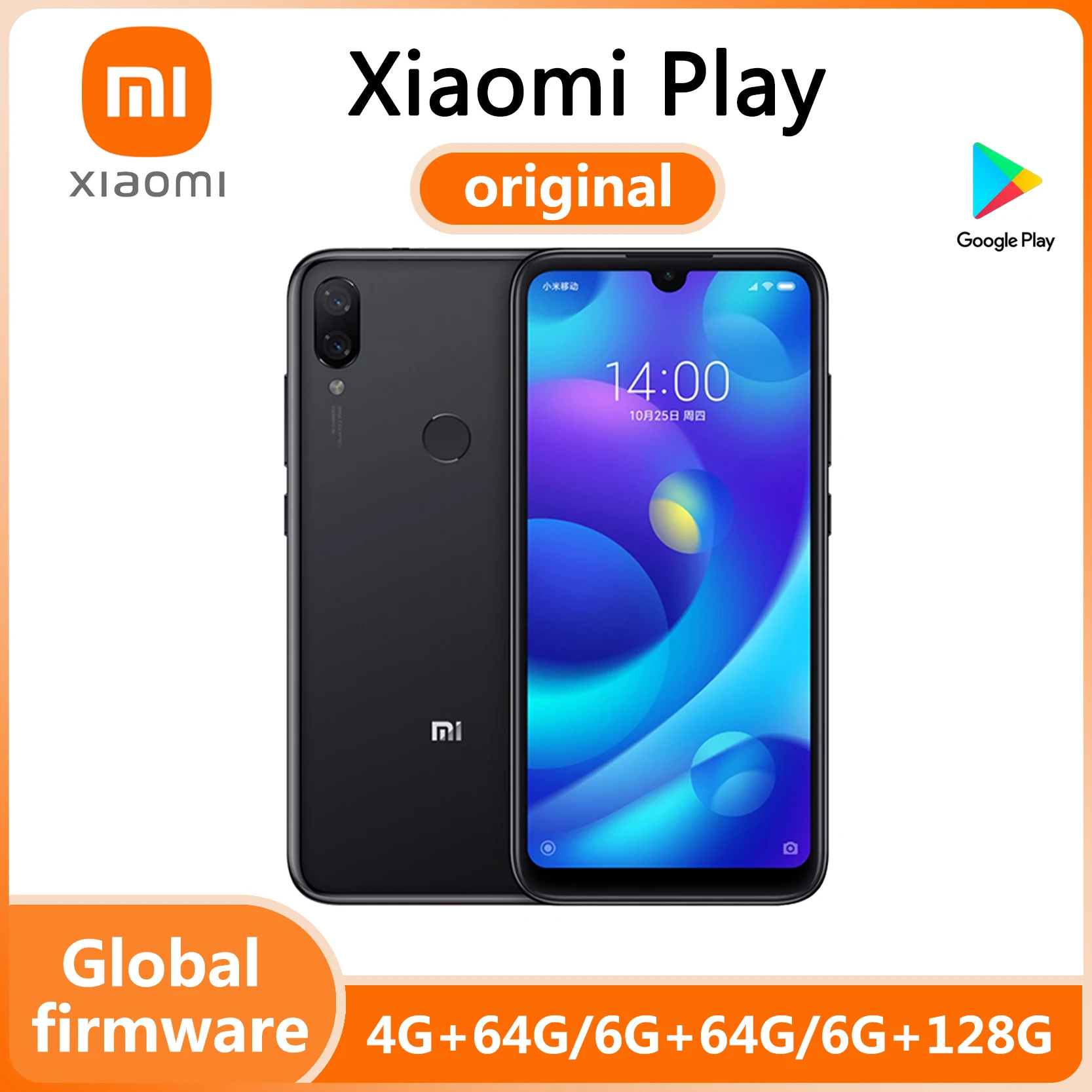 celular Xiaomi mi play smartphone Mediatek MT6765 Helio P35 telephone intelligent 1080 x 2280 pixelsRandom color   used phone