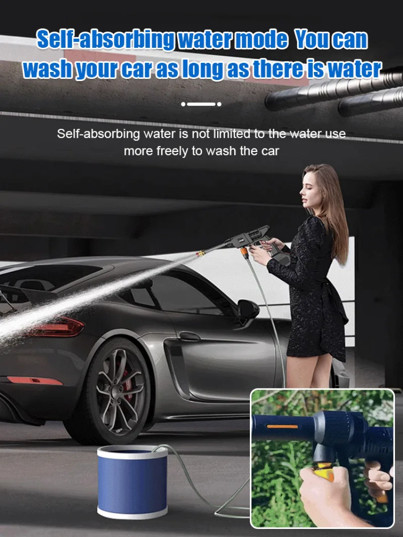 Household Wireless High-Pressure Car Washer Portable Spray Gun Rechargeable Lithium Battery