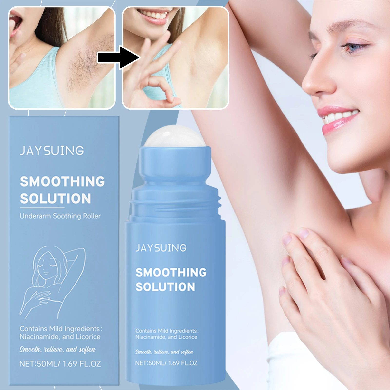 Ingrown Hair Treatments Roller Safe On Sensitive Areas Cream After Shave Roll on Cream  For Face Neck Legs Underarm Area
