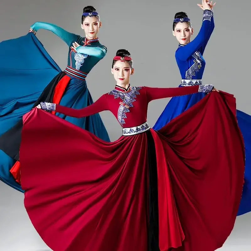 Traje de performance de dança mongol saia desempenho minoritário conjunto de 2 peças