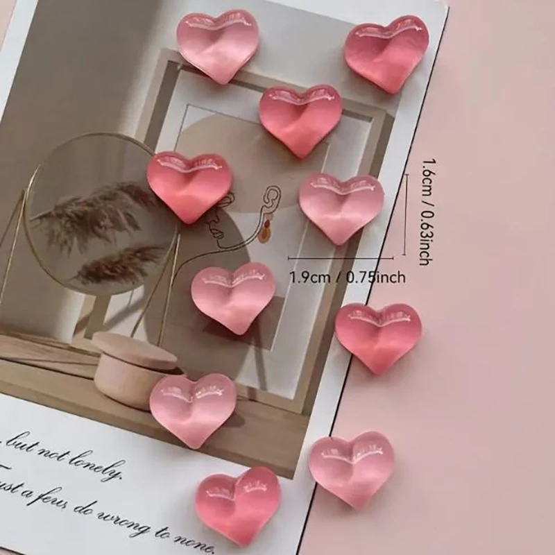 6pcs Plastic Water Ripple Design Heart Shaped Refrigerator Magnets Set Strong Magnetic Whiteboard Picture Fridge Accessories