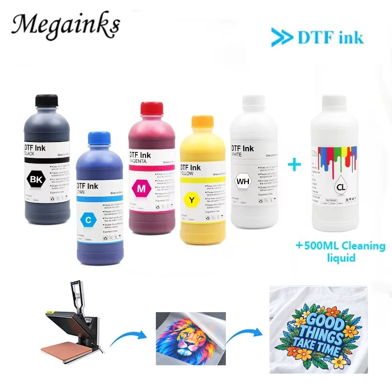 500ML*6PCS DTF INK & 500ML Clean for DTF Ink for Epson L1800 L800 L805 I3200 Modified Printer DTF Direct Transfer Film PET Film