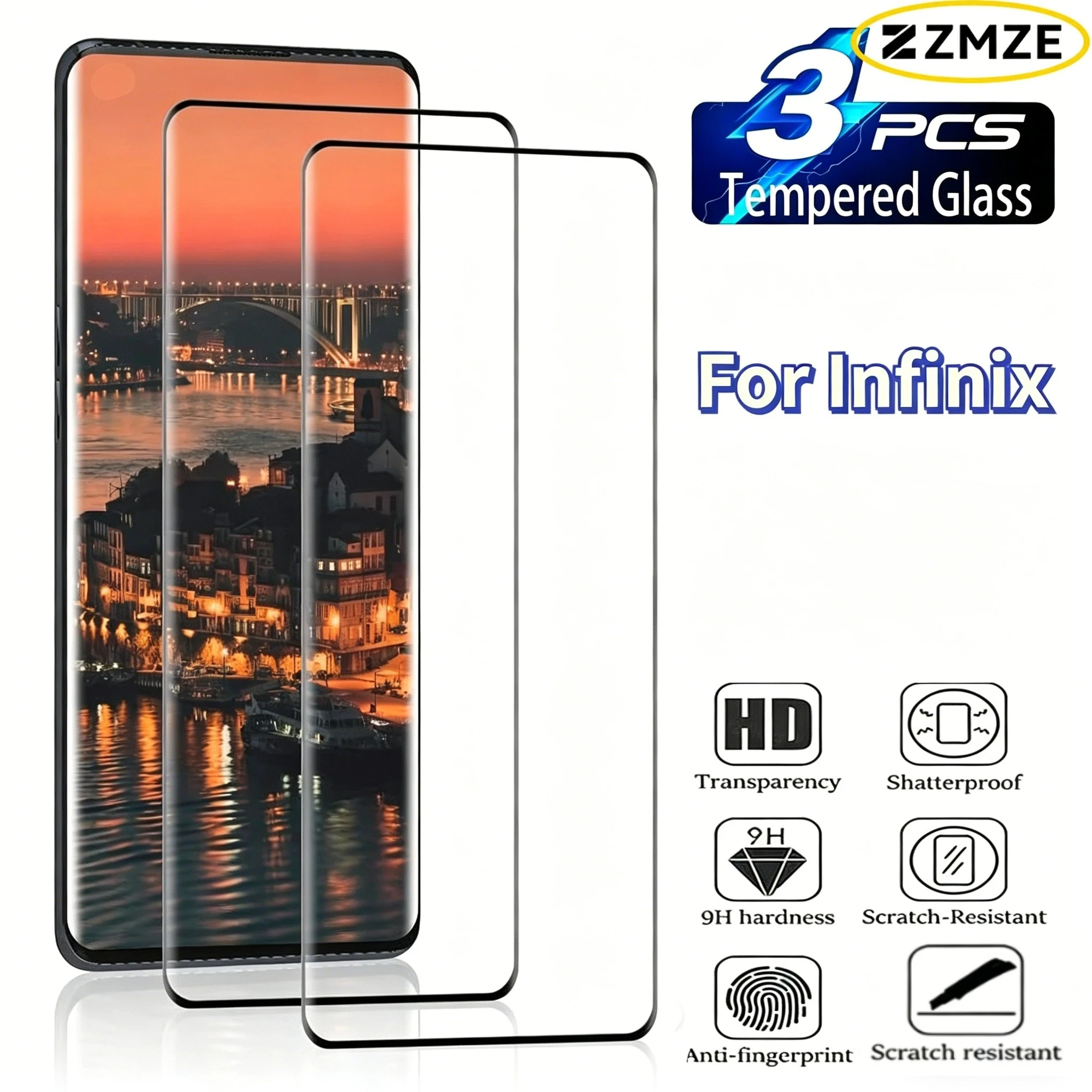 3Pcs High Definition Tempered Glass for Infinix Zero 30 40 Hot 60 50 40 Pro Note 50 40 Pro Anti-Scratch Screen Protector Film
