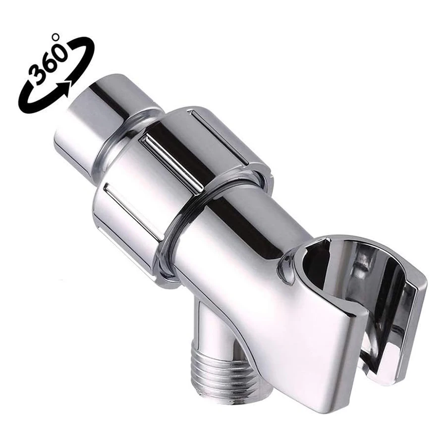Universal Shower Head Holder - Adjustable 3-Way Bracket for Handheld Shower, Brass Ball Pivot Connector, Chrome Finish
