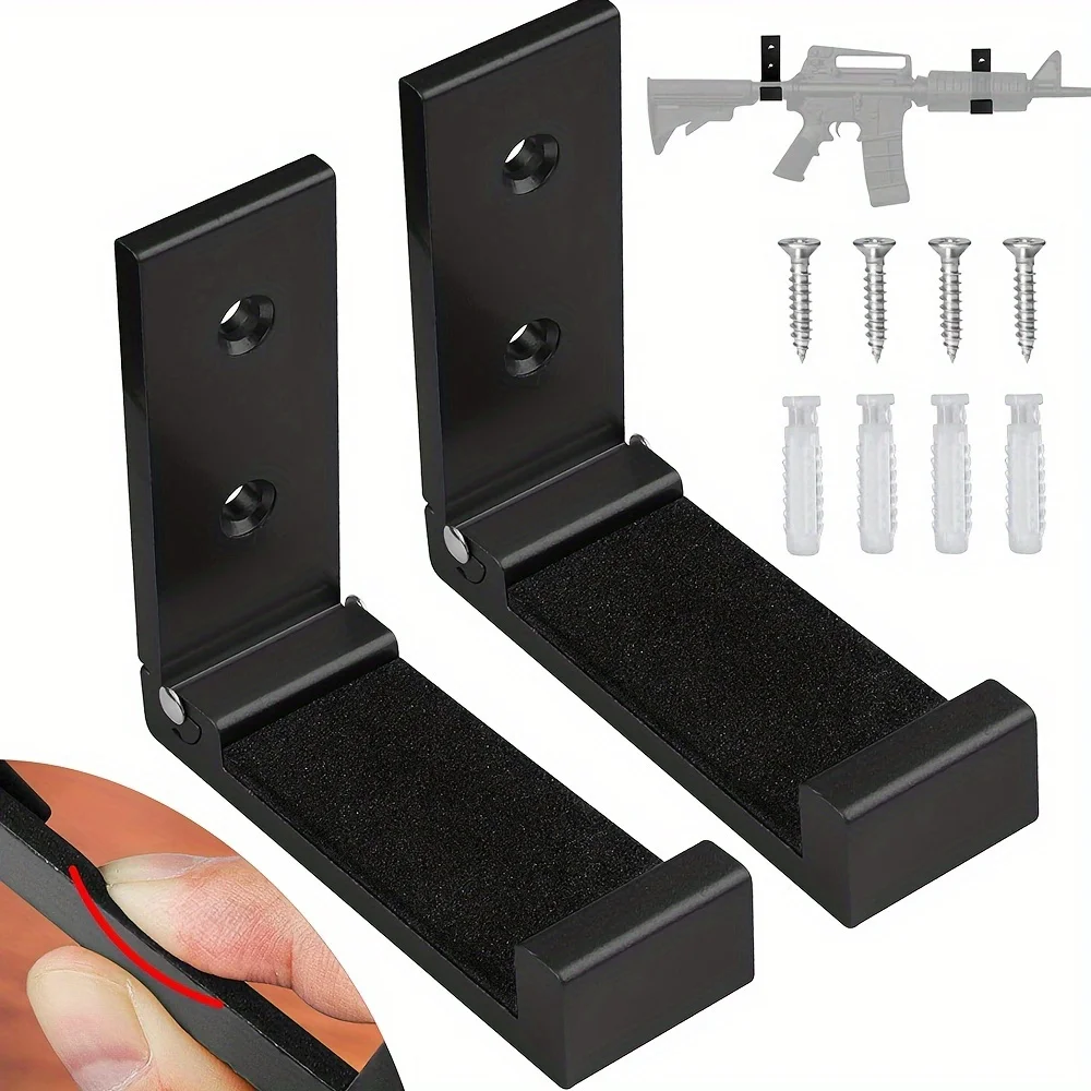 

2pcs Heavy Duty L-Shaped Wall Mount with Non-Slip Pad - Aluminum Gun Rack wall-mounted invisible for Shotguns & Rifles Display