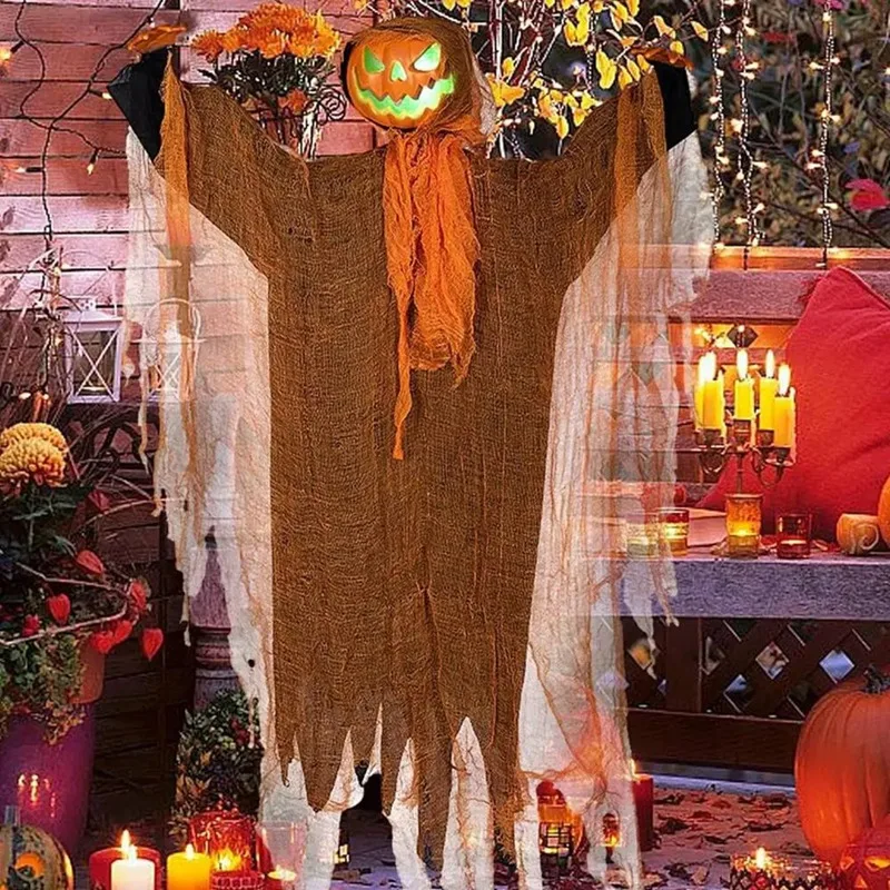 

Pumpkin Ghost Scarecrow Decor Outdoor Pumpkin Scarecrow Decoration Spooky Bendable Arms Skeleton Outdoor Decoration