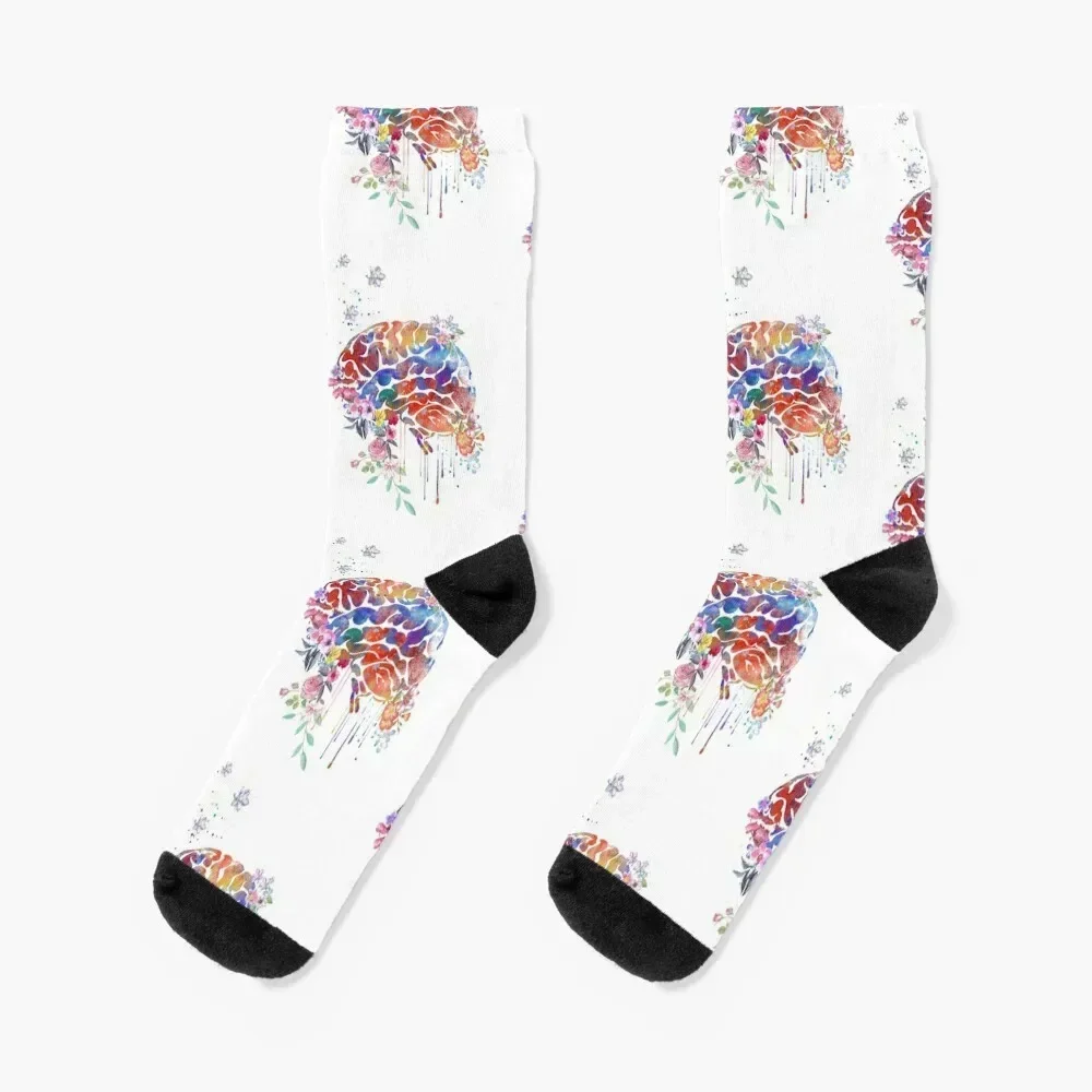 

Brain anatomy, floral brain Socks sports and leisure designer brand funny gifts Socks Women Men's