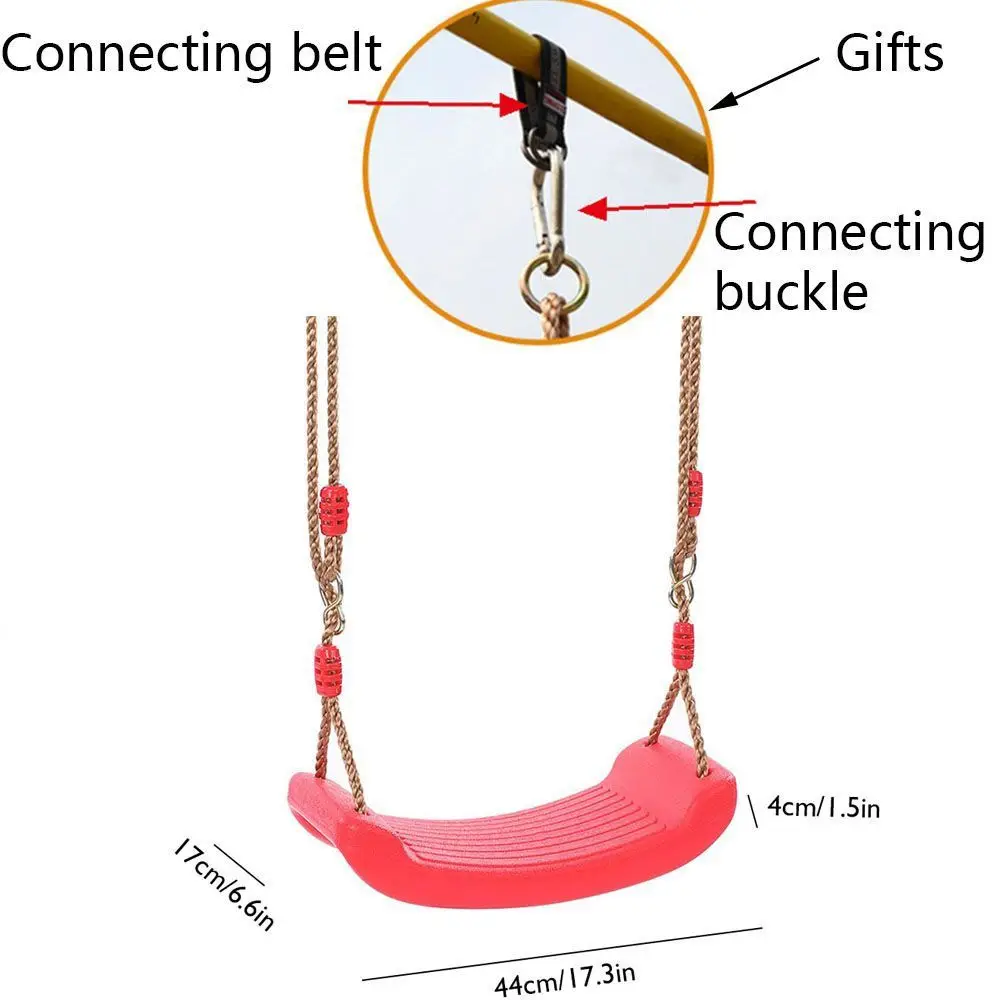 أرجوحة بلاستيكية للأطفال مع حبل معلق، أرجوحة متعددة الألوان، ملحقات ارتفاع قابلة للتعديل، لوح الجلوس، أرجوحة داخلية وخارجية #5