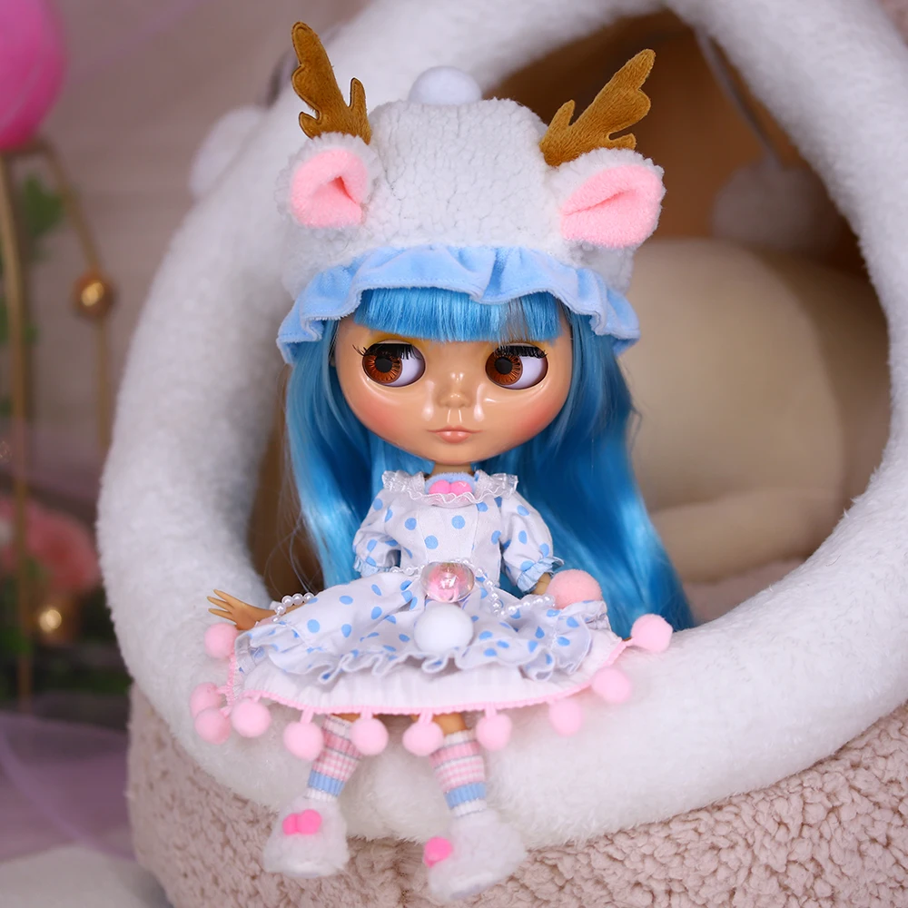 ICY DBS Blyth Doll Costume 1/6 bjd Cute antler rabbit hat suit Girl Toy SD