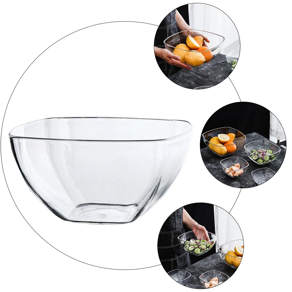  Salad Bowl Glass Kitchen Veggie Pasta Dessert Acrylic Serving Large Capacity Food