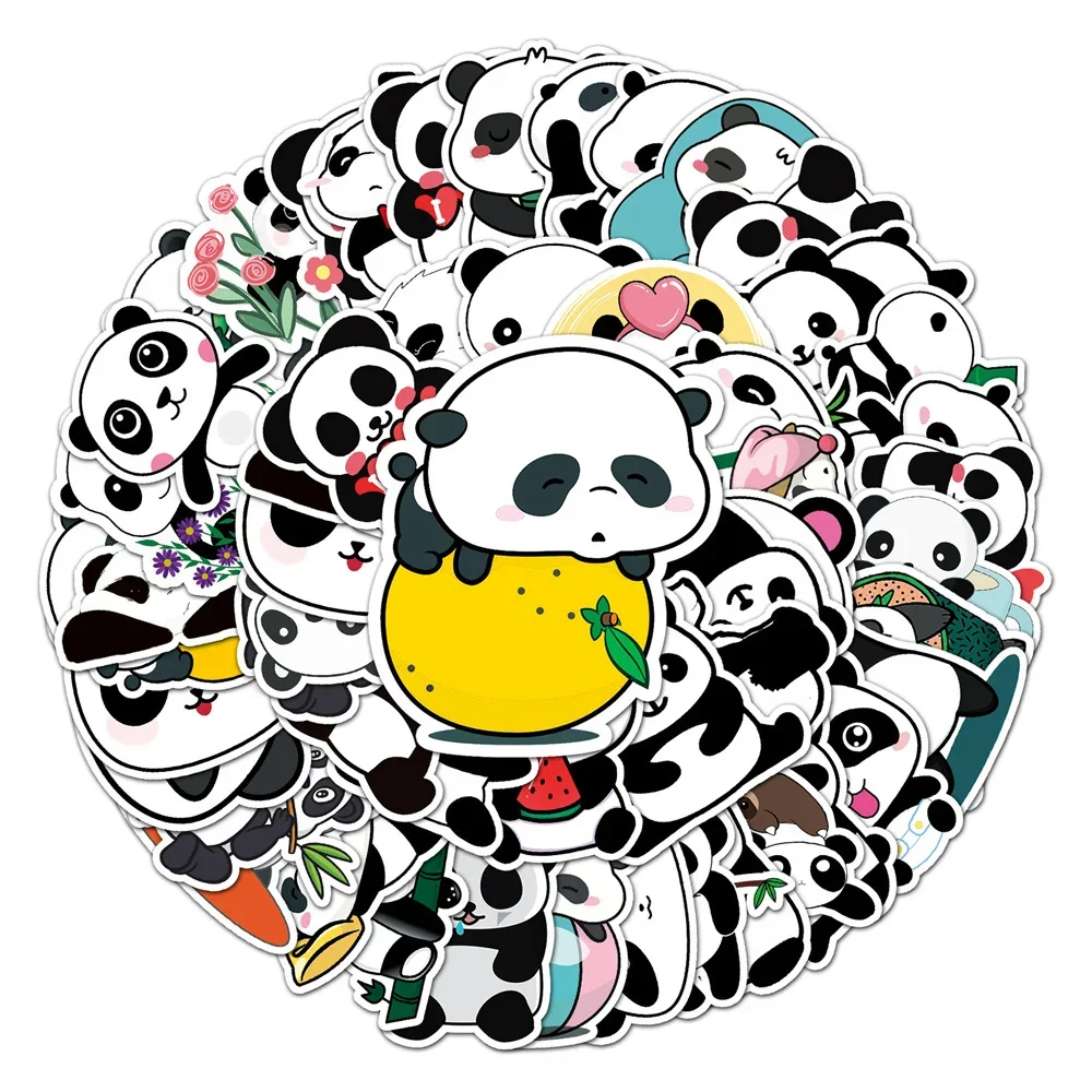 10/30/50PCS Panda Graffiti Stickers Cartoon Cute Animal iPad Stickers DIY Skateboard Guitar  Luggage Graffiti Stickers Wholesale