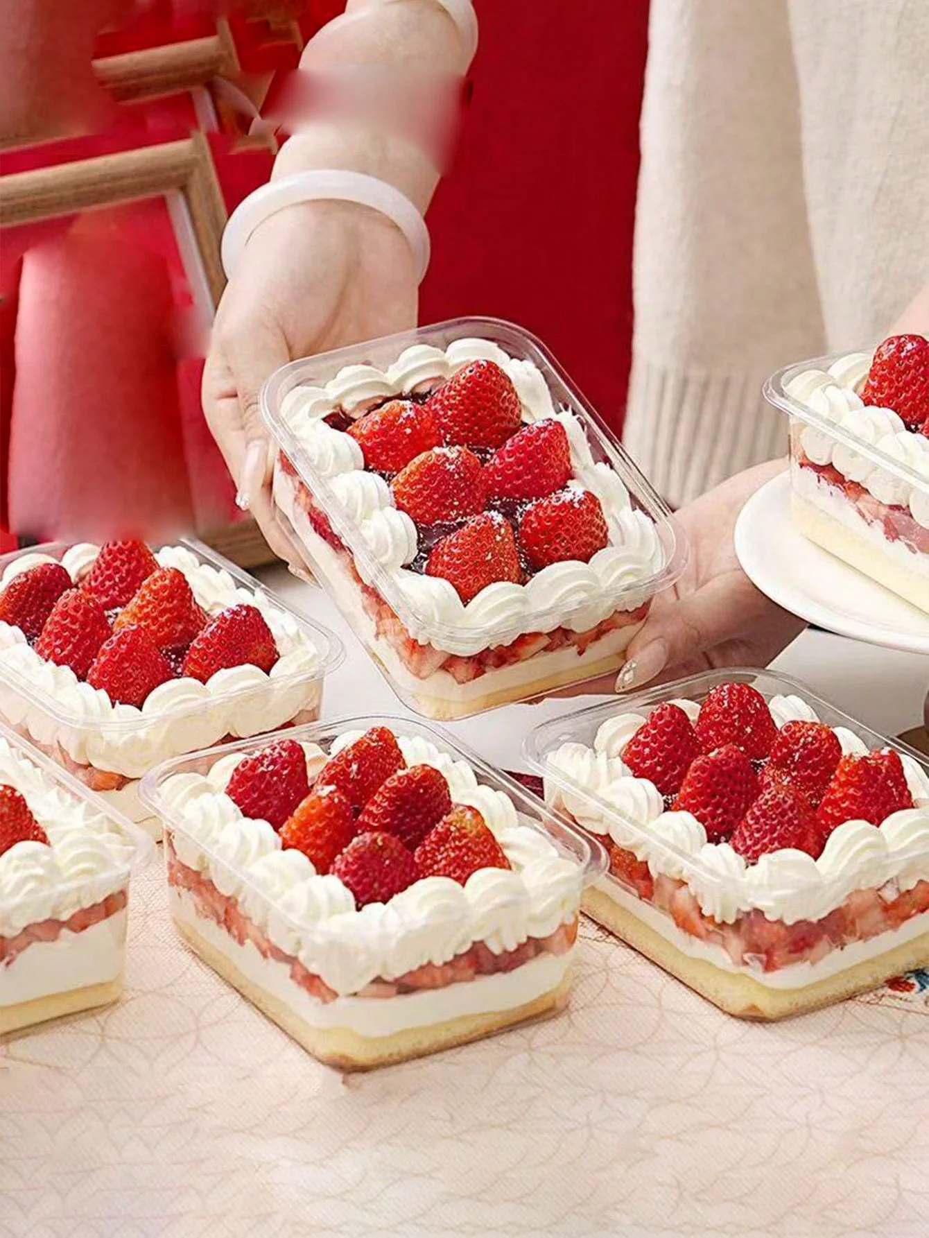 Kuchen Lunchbox Tiramisu Einweg transparente Verpackung Box gebackene Mousse Dessert Verpackung Box 20 Stück