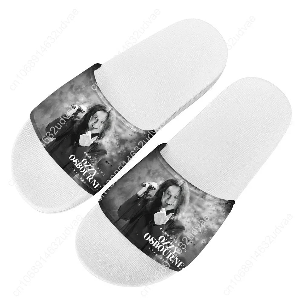 Ozzy Osbourne 1948-2025 Slippers Man Woman Boy Girl Tailor Made Slides Sandals Photo Text Customized Back To The Beginning White view 3