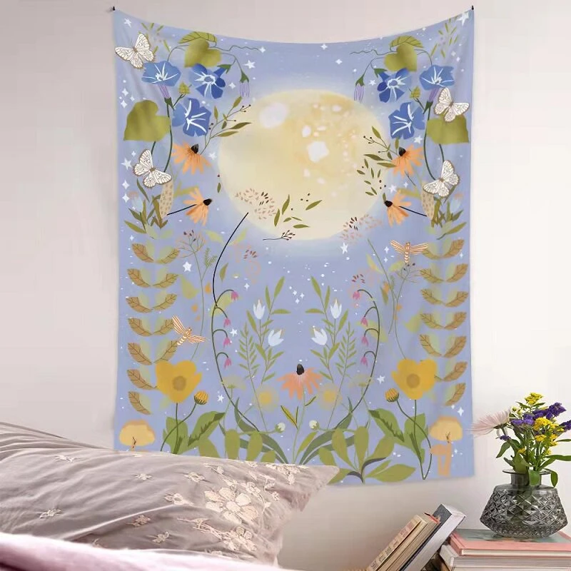 VIKAMA Moon Flower & Cactus Tapestry Wall Hanging, 6 Assorted Designs, Wall Art Decor for Bedroom Living Room