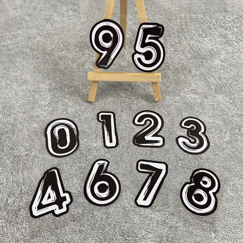 

0-9 Cartoon Number Waterproof Vinyl Sticker Set For Car Motorcycle Helmet Decor