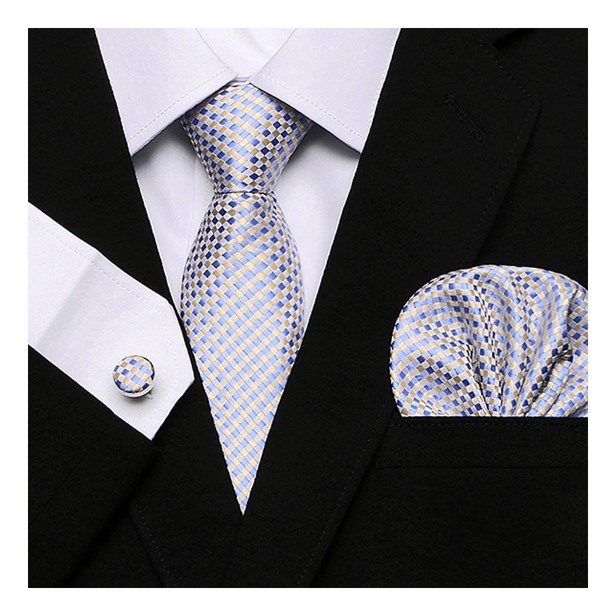 Top grade Hot sale Tie Handkerchief Pocket Squares Cufflink Set Necktie Printed Wedding  Tie